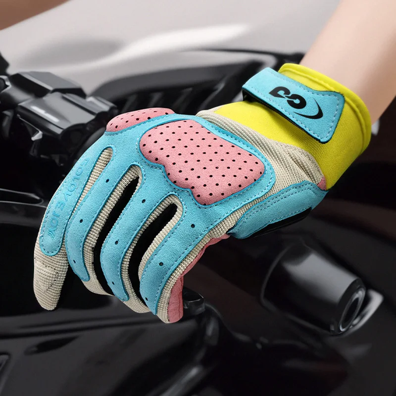

Summer Breathable Motorcycle Gloves Touch Screen Men Women MTB Bike Gloves Macaron Color Motorbike Riding Bicycle Gloves