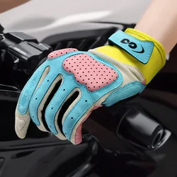 Summer Breathable Motorcycle Gloves Touch Screen Men Women MTB Bike Gloves Macaron Color Motorbike Riding Bicycle Gloves