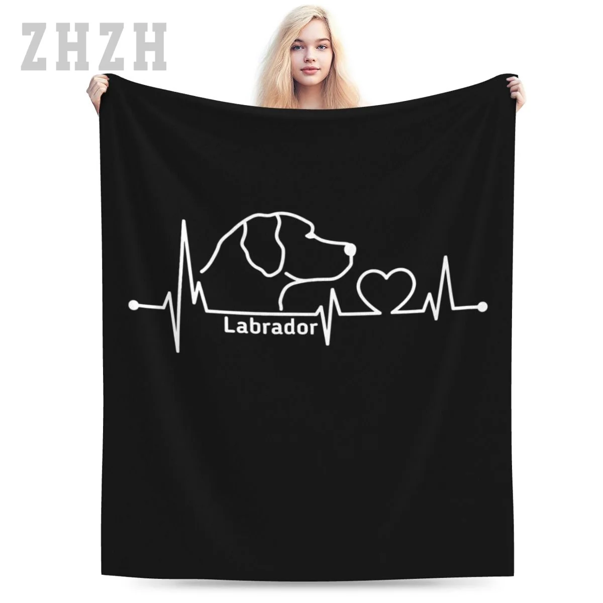 Blanket Labrador Retriever Heartbeat Dog Breed Dog Lover Dog Gift Flannel Multifunction Camping Sofa Cover Keep Warm