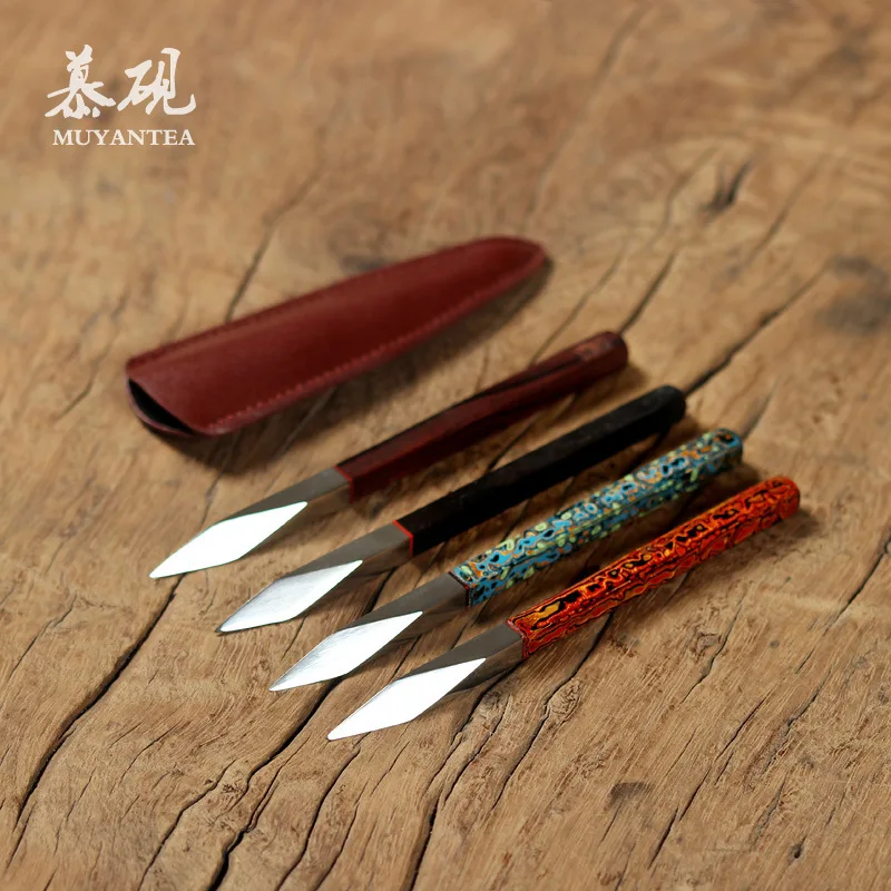 Mutaohandmade Pu'er Knife, Creative Lacquer Needle, Tea Cone With Titanium Alloy Blade, Ebony And Rosewood Handle