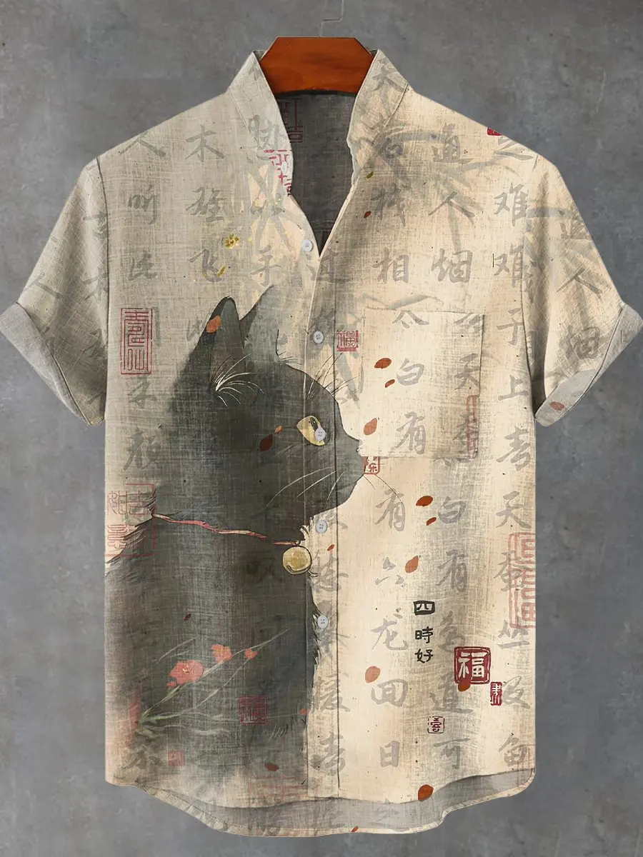 

Мужская рубашка с 3D принтом змеи и коротким рукавом, повседневная многофункциональная элитная гавайская льняная рубашка из 80%, новинка