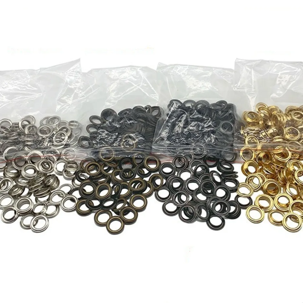 100Sets/pack DIY 4~12mm Eyelet Grommet Silvery Round Rings Copper Eyelet Grommet Clothing Leather Craft Tarp Accessories