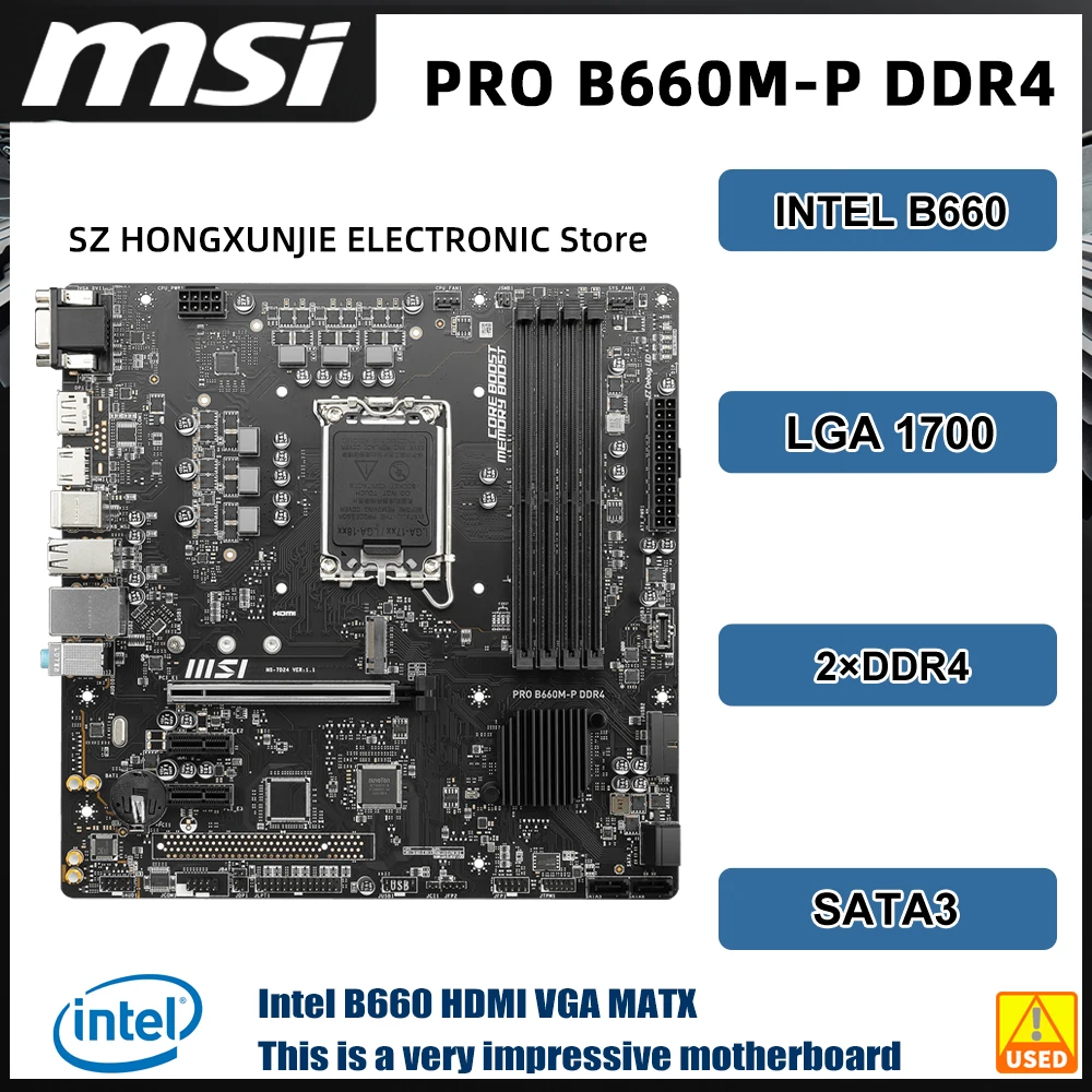 MSI PRO B660M-P DDR4 Intel B660 Motherboard LGA 1700 M.2  support i7-14700T 13900 13700 13100F 12300 12100 cpu DDR4 128GB