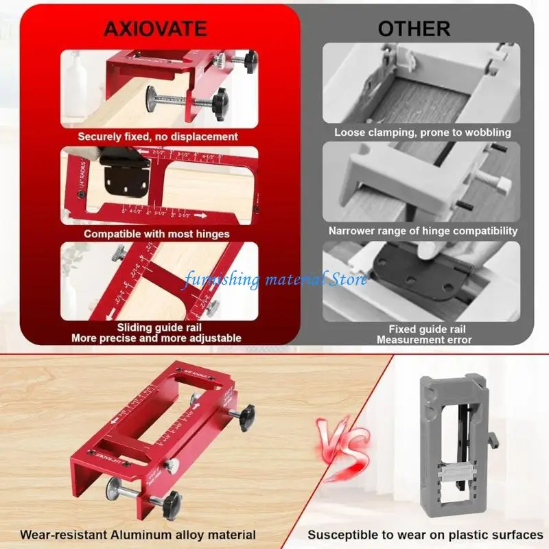 Y5GD Hinge Drilling Fixture Adjustable Mortise Jig Door Frame Stable Locator