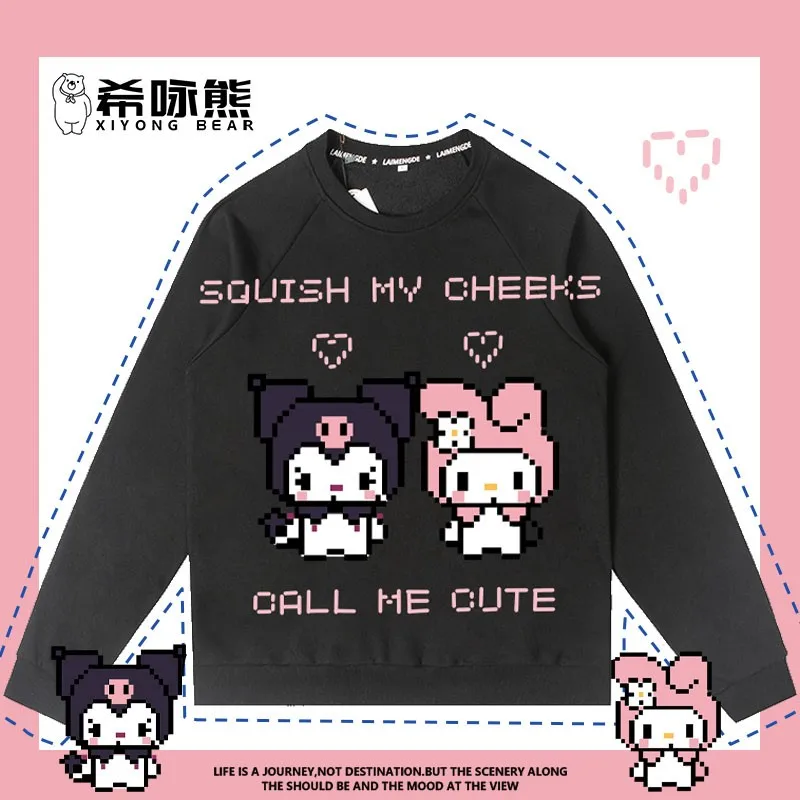 

Sanrio Co-named Hoodie Women's Two Yuan Round Neck Coat Kulomi Melody Girls Autumn Clothing Trend