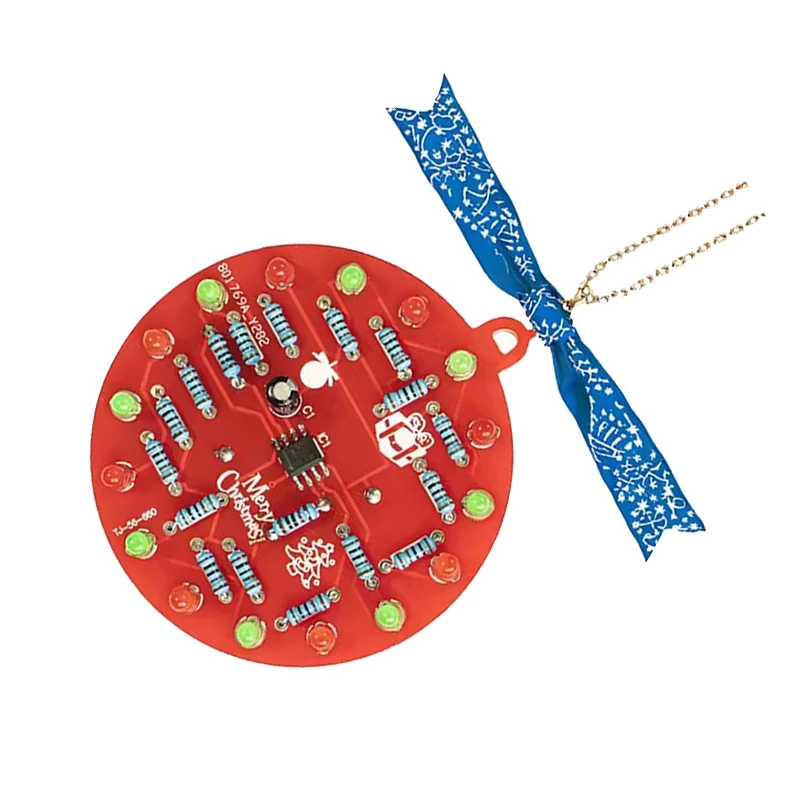 NE555 LED decoración de árbol de Navidad LED parpadeante PCB soldadura DIY Kit rojo verde luz intermitente tablero de práctica de soldadura