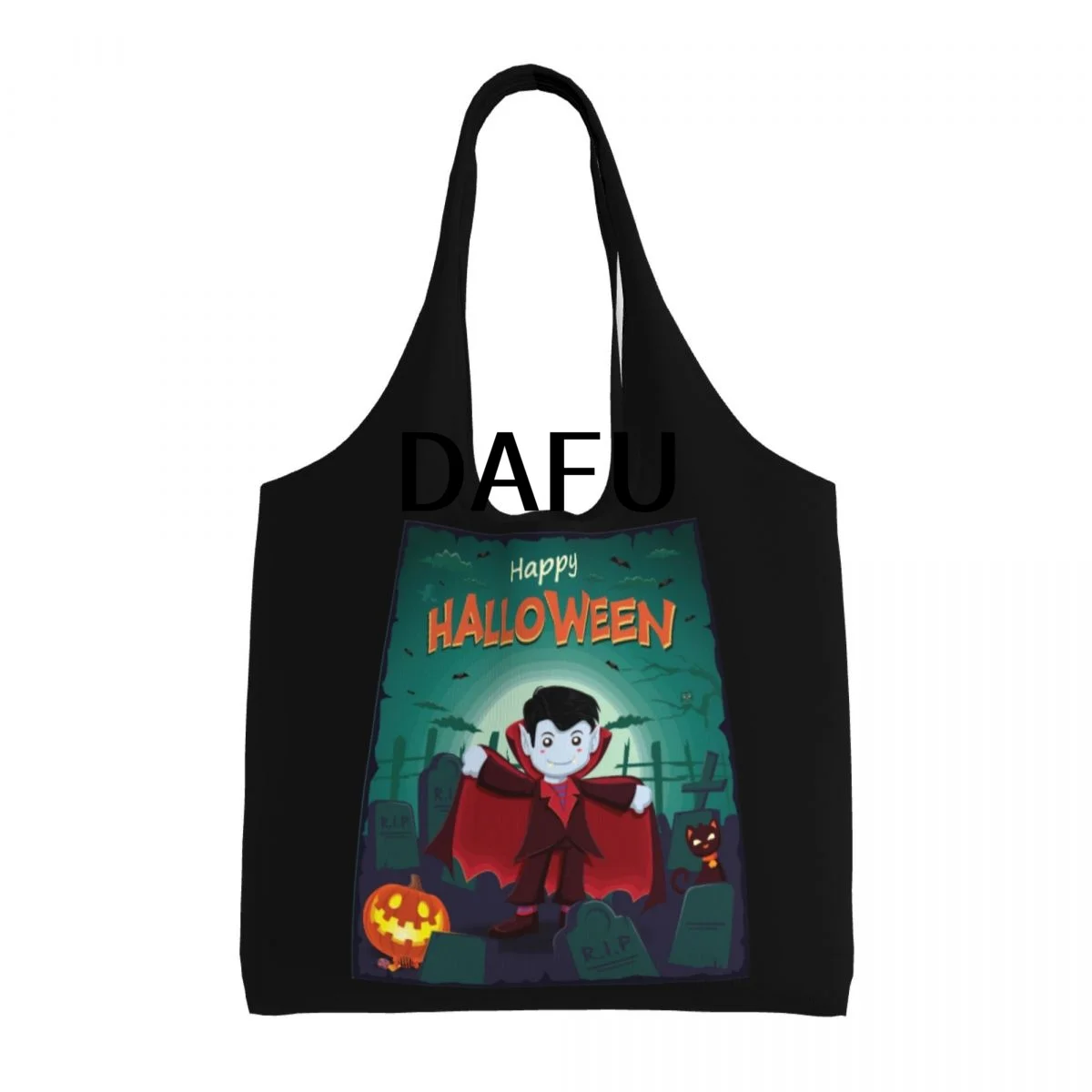 

Happy Halloween Funny Halloween Print Cotton Tote Bag - Casual Commuter Shoulder Bag for Work Grocery Shopping Trick or Treat