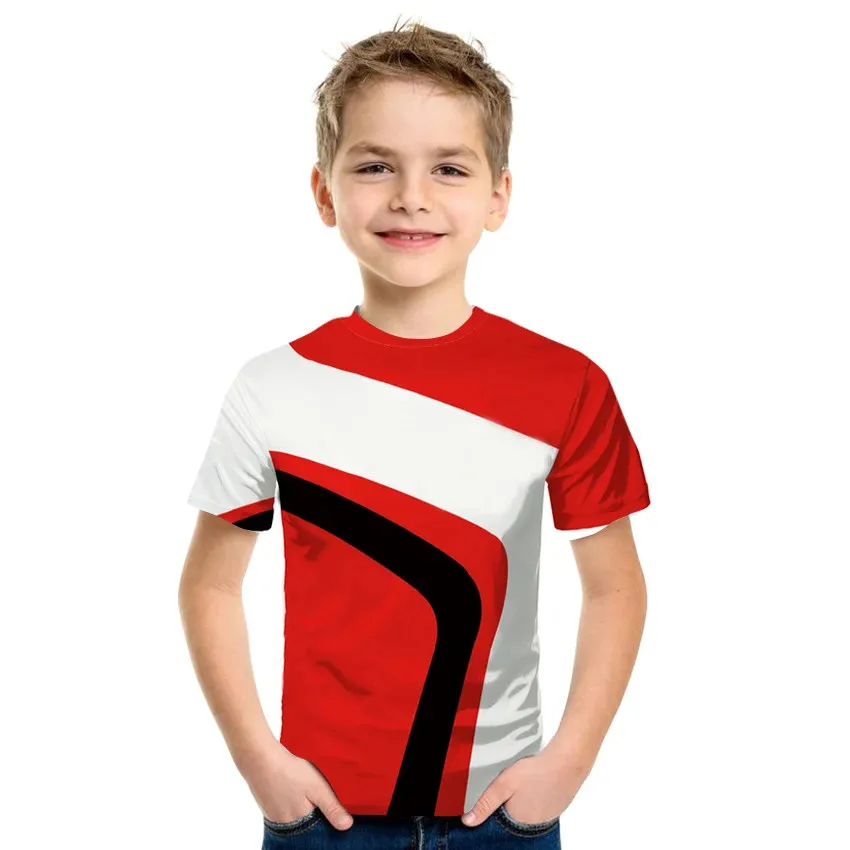 Camiseta de manga curta com estampa 3D unissex, roupas esportivas infantis, camiseta casual, tops infantis, roupas de verão, moda