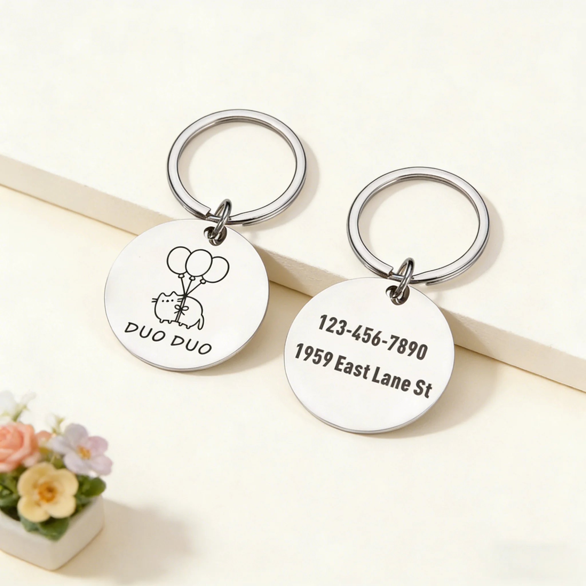 1 customized pet cat and dog tag - stainless steel laser eng