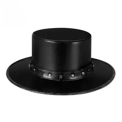 New Vintage Steampunk Plague Doctor Men's Hat with Top Steampunk Leather Bowler Hat Halloween Top Hat Gothic Rave Nightclub 2024
