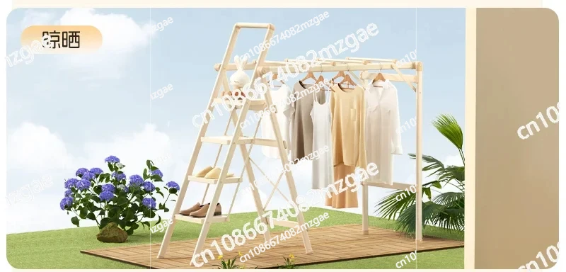 Indoor Multi-functional Drying Rack Dual-purpose Folding Ladder and Extension Ladder Thickened Herringbone Ladder