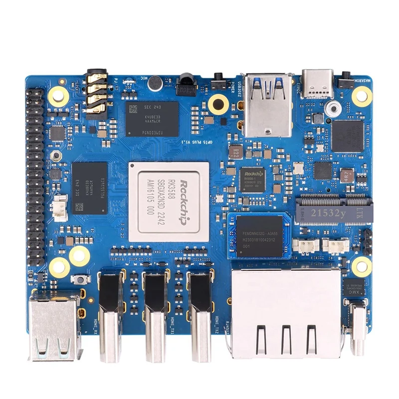 For Orange Pi 5 Plus Development Board Kit 4GB RK3588 64Bit 2.5G M.2 Slot Support 2230 Wi-Fi 6 BT Module Kit EU Plug