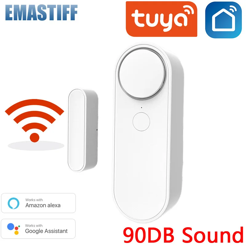 مستشعر نافذة الباب Tuya الذكي الصوتي 90DB مع صفارة الإنذار اللاسلكية Wifi APP إنذار ضد السرقة