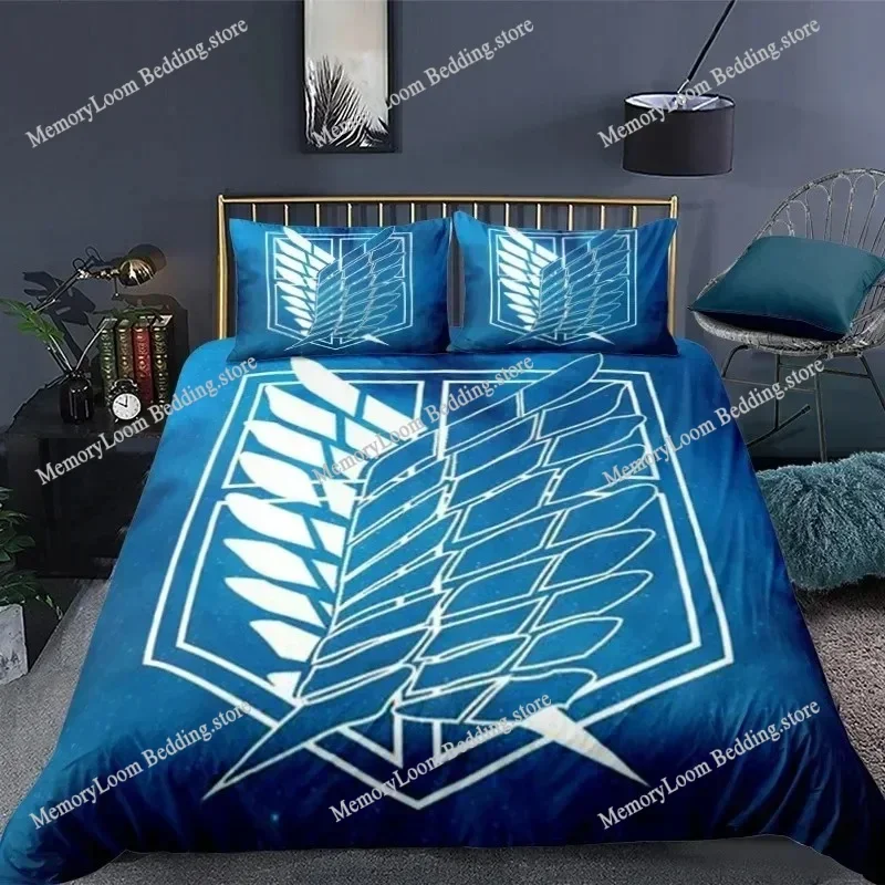 Home Textile Cartoons Attack on Titan Cover Duvet Cover Pillow Case Boy Girl Polyester Bedding Set King Queen Twin Size