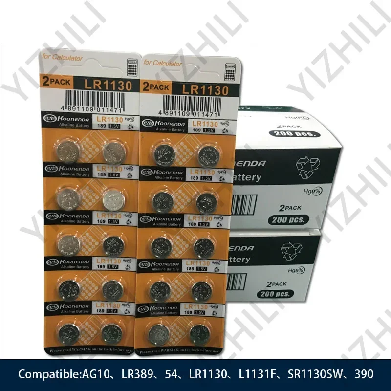 1.55V AG10 LR1130 389A 198 LR54 Button Batteries 189 LR54 Cell Coin Alkaline Battery SR54 389 189 For Watch Computers