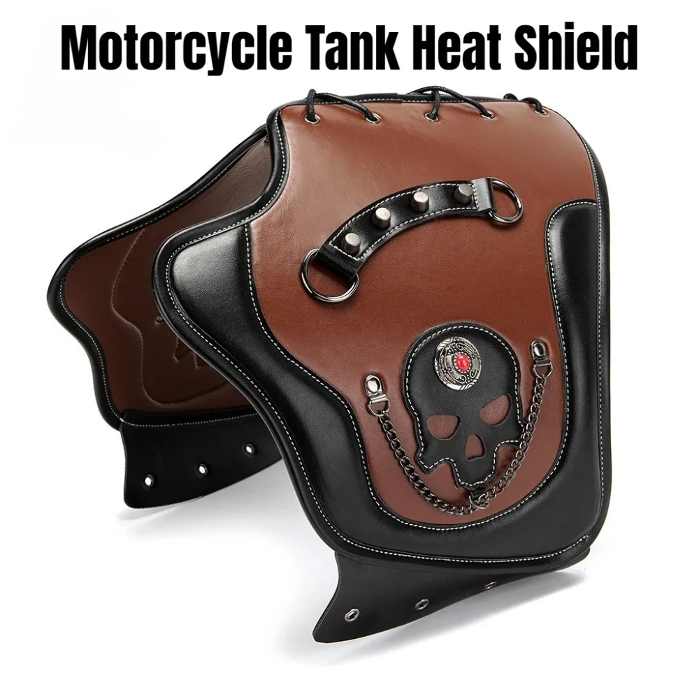 Retro Motorcycle Fuel Tank Heat Shield Side Mount Heat Guard Protector Universal for Harley