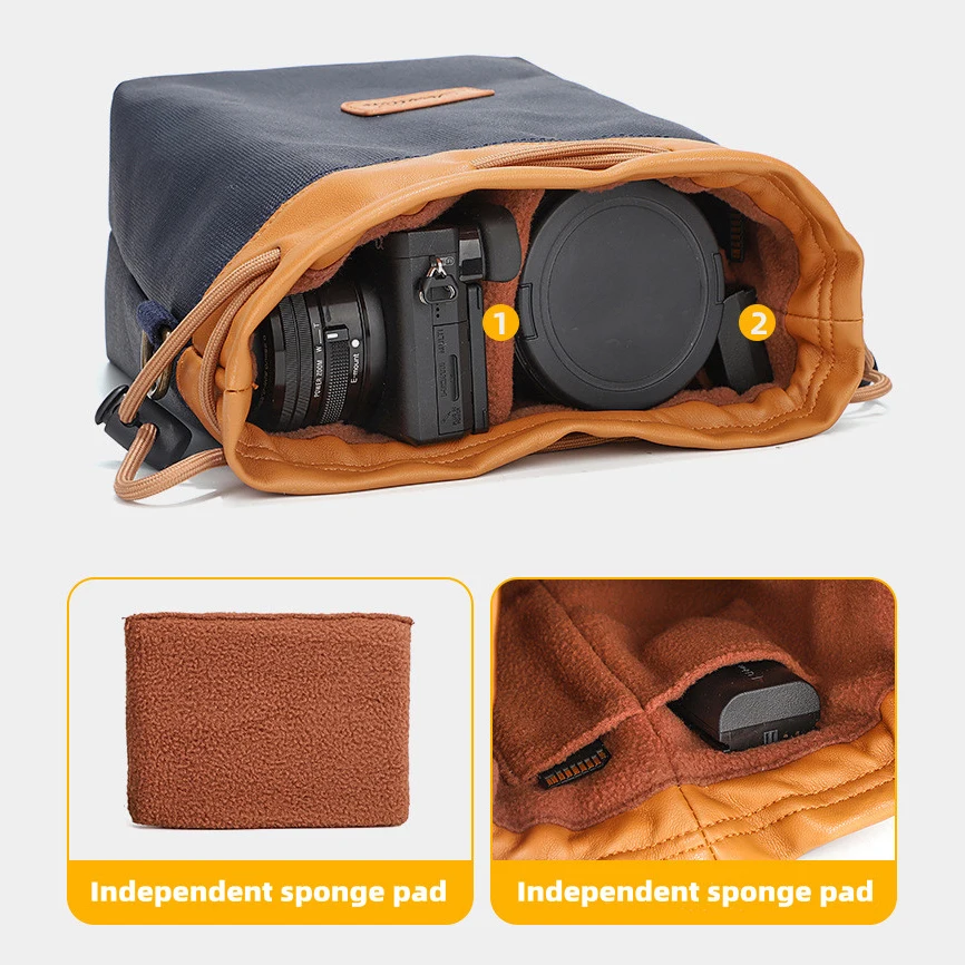 Torba na aparat fotograficzny ochronne etui do Sony ZVE10 A6400 A6600 A7 A7M2 A7S3 A7RIII A7M4 A7RV Canon M50 II M200 R5 R6 R7 R10 z paskiem