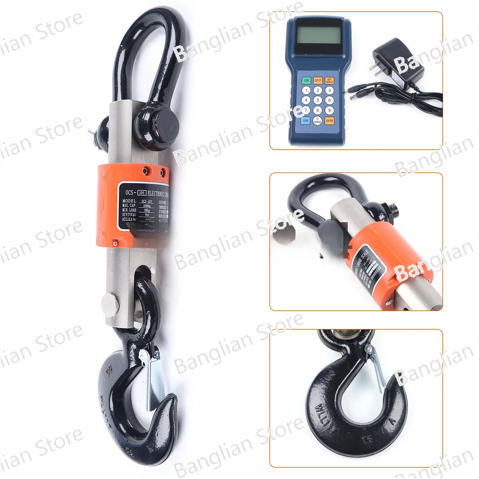 10T Wireless Digital Electronic Hanging Crane Scale Remote Control Handheld Tool W Handheld Meter