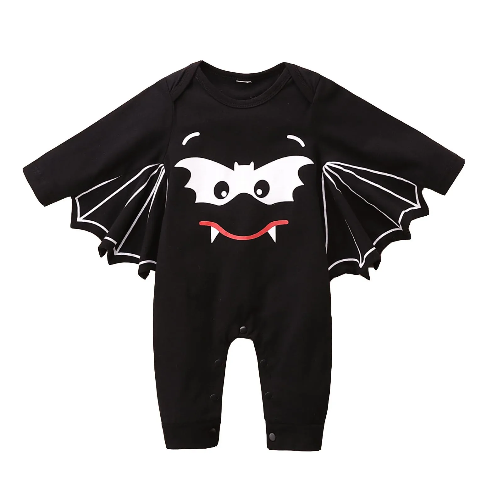 Newborn Boy Clothes Halloween Crawl Jumpsuit Cartoon Bat Wing Toddler Kids Jumpsuit Black Clothes Snap Front Romper Baby 0-1year