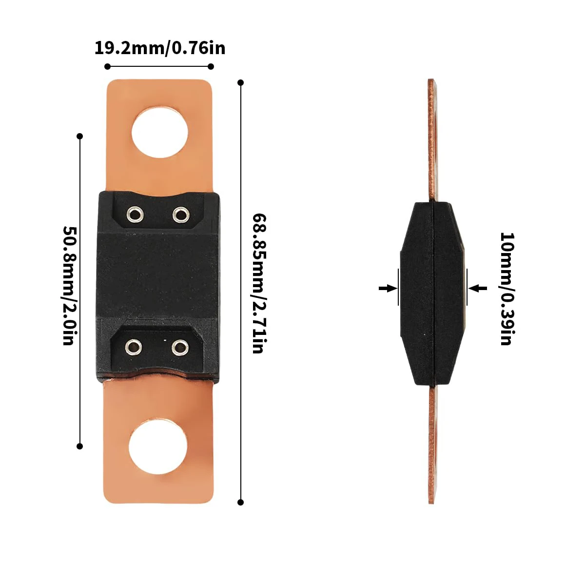 2Pcs 50A/60A/100A/150A/200A MEGA Fuse, High Current Bolt Mount Automotive MEGA/AMG Fuse for Cars, Trucks, Construction Vehicles