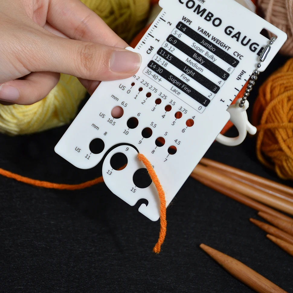 1PC Knitting Needle Gauge Spinning Control Card Multifunctional Combo Ruler Yarn Measuring Tools WPI Guide Crochet Accessories