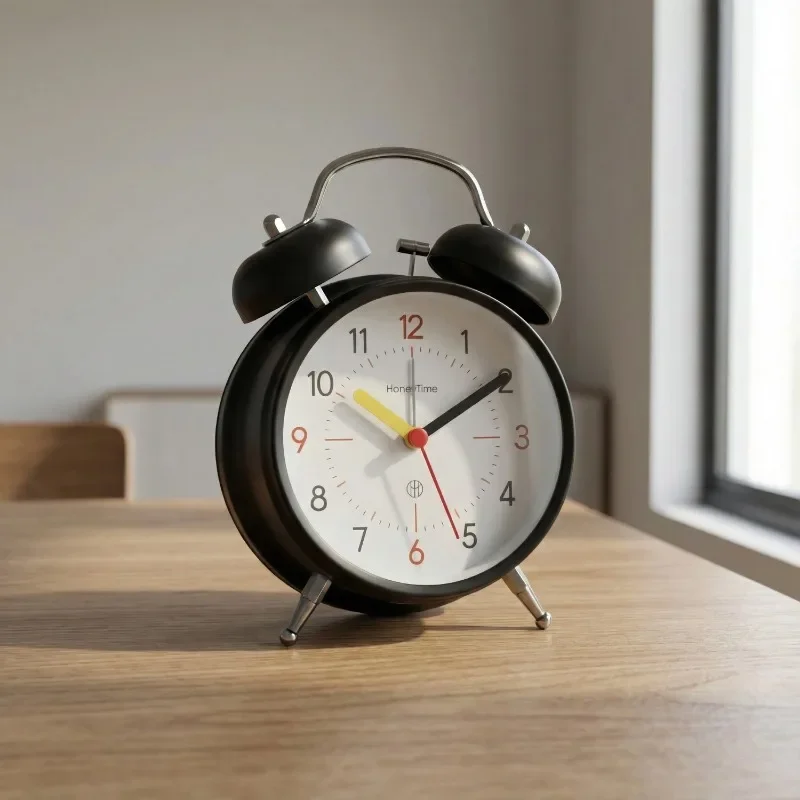 Creative Metal Colorful Decorative Table Clock Quartz Alarm Clock for Students Loud Volume Get Up Tabletop Watch Room Ornaments