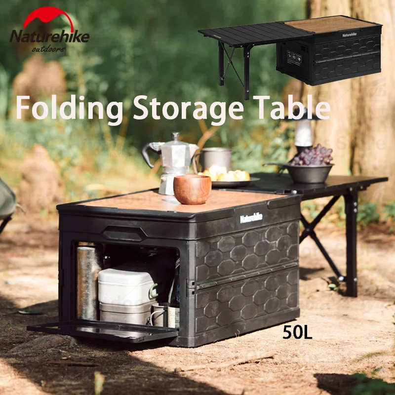 

Naturehike Folding Storage Table Multifunctional Camping Equipment W/ 50L Storage Box Portable Outdoor Travel Dual-Purpose Table
