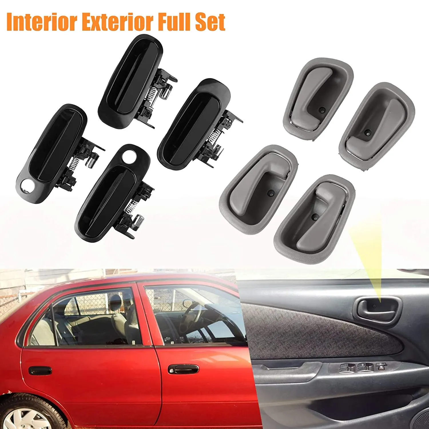 69206-02050 69205-02050 8Pcs Car Inner Exterior Door Handle Replacement for Toyota Corolla Prizm 1998 - 2002