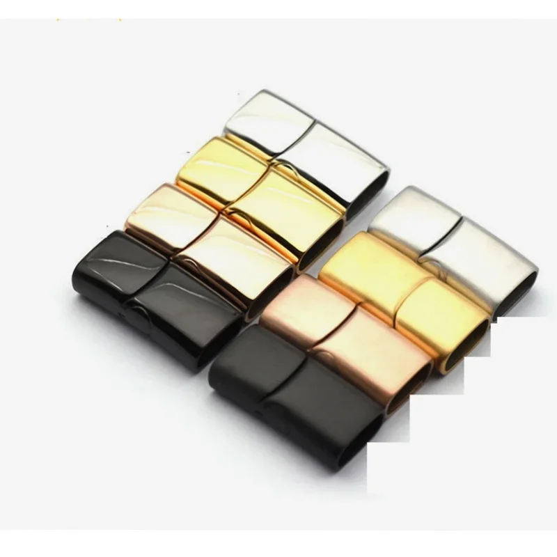 10pcs Stainless Steel Magnetic Clasps for Leather Cord Bracelet DIY Jewelry Making Hole Sizes 12*6mm 10*5mm 8*4mm Magnet Buckle