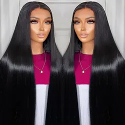 Perruque Lace Front Wig naturelle brésilienne lisse, cheveux humains, 13x4, pre-plucked, HD, 30 40 amaran, pour femmes africaines