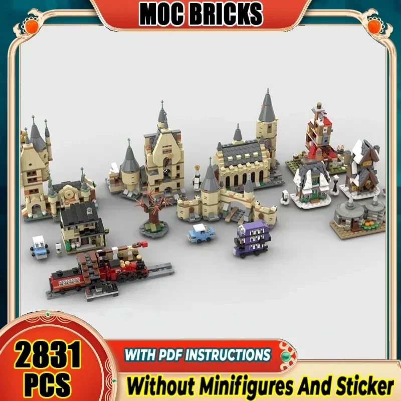 

Волшебные школьные фильмы, модель Moc, строительные кирпичи, мини-коллекция с видом на улицу, технологические блоки, подарки, рождественские игрушки, сборка своими руками