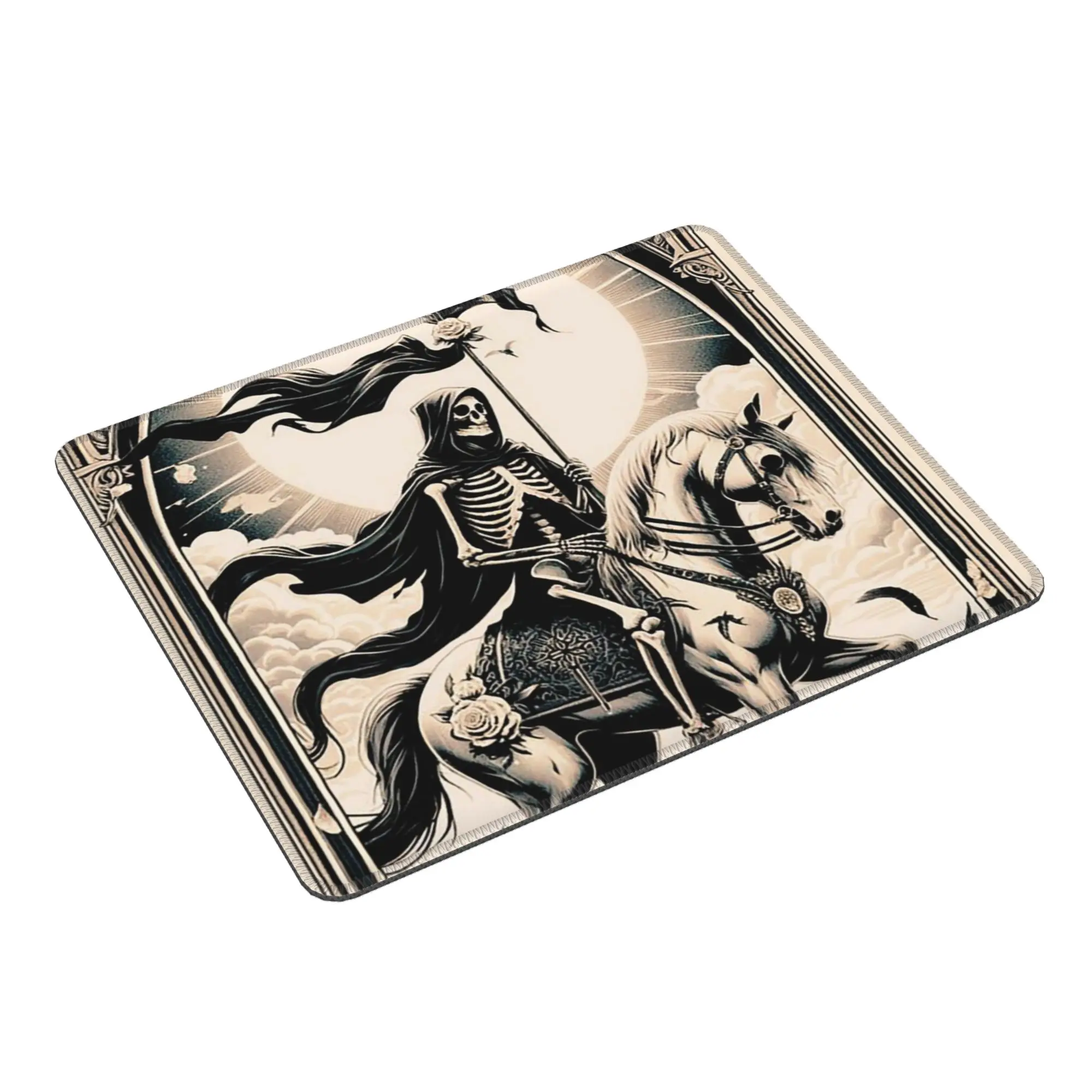 Death Tarot Card Halloween Skull Reaper Mouse Pad Computer Keyboard Mouse Mat Gaming PC Laptop Desk Mat Accessories Table Mats