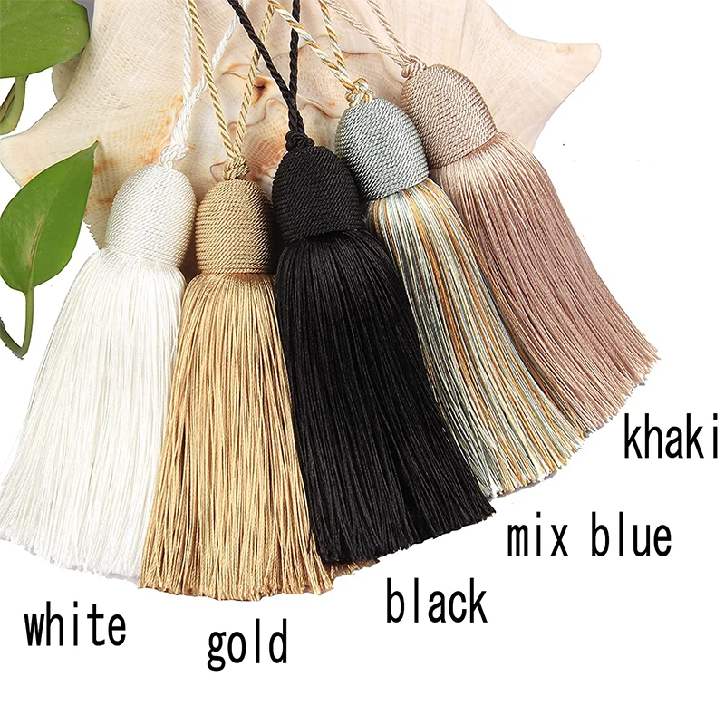 1Pc Hanging Rope Tassels Sewing Bang Silk Fringe Trim Key Tassel for DIY Curtain Accessories Home Decoration Bag Gift Gold Brush