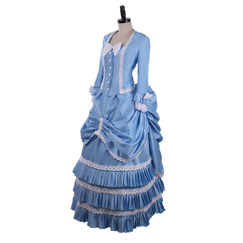 Victorian Bustle Blue Ball Gown 1860s Civil War Southern Beauty Bustle Dress Halloween Christmas Ball Gown Scarlett Costume