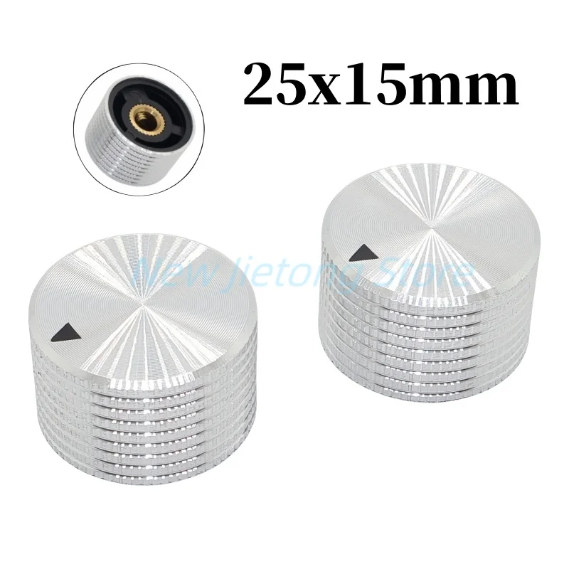 

1pc 25x15mm Aluminum Alloy Knobs Rotary Switch Potentiometer Audio Amplifier Power Adjustment Cap Screw Type 6mm Diameter Shaft