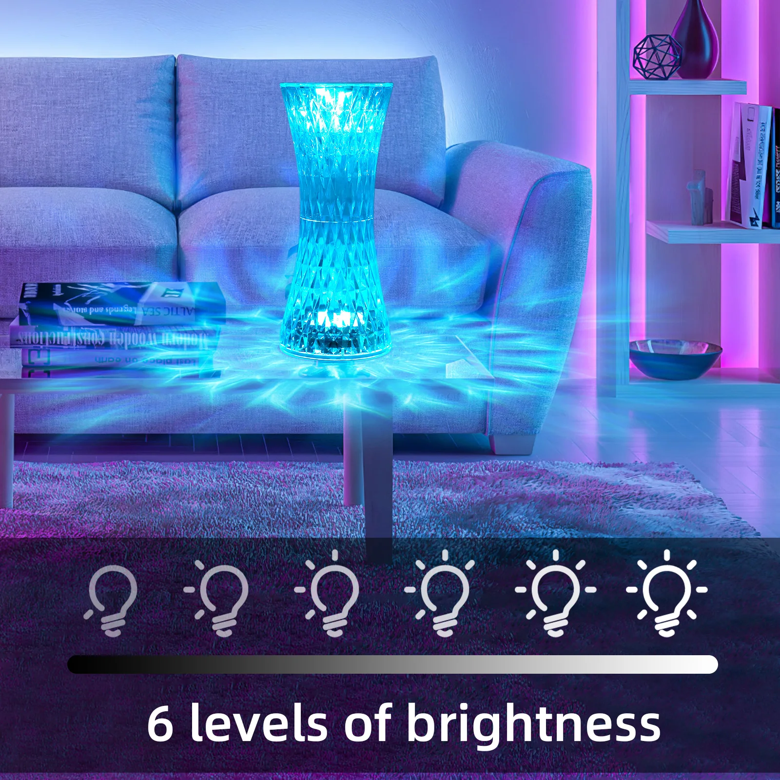 16 Colors LED Crystal Vase Table Lamp Light Projector Touch Romantic Diamond Atmosphere Light USB LED Night Light For Bedroom