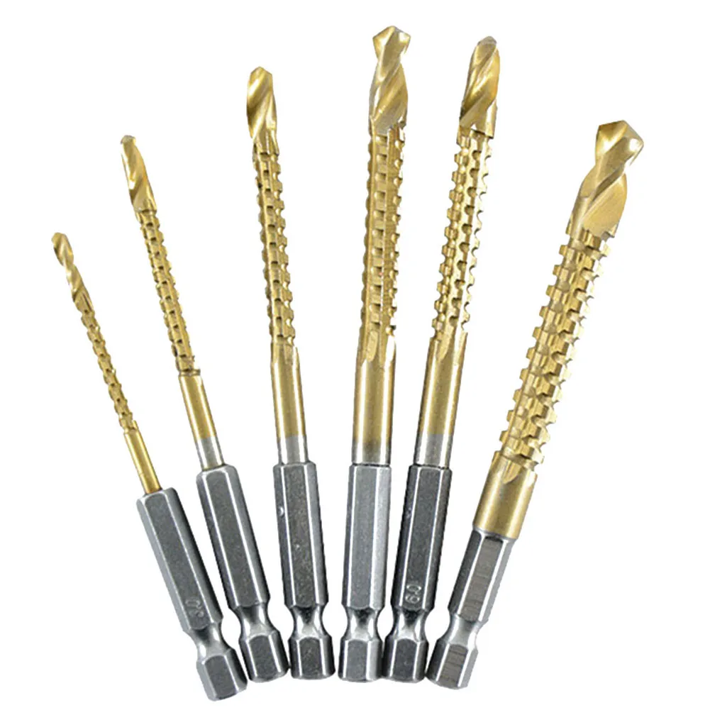 6 Sizes 1pc Multifunction Coated Cobalt Drill Bit Hex Shank Screw Metric Composite Tap Auger Punch Hole Drilling Opener Drilling