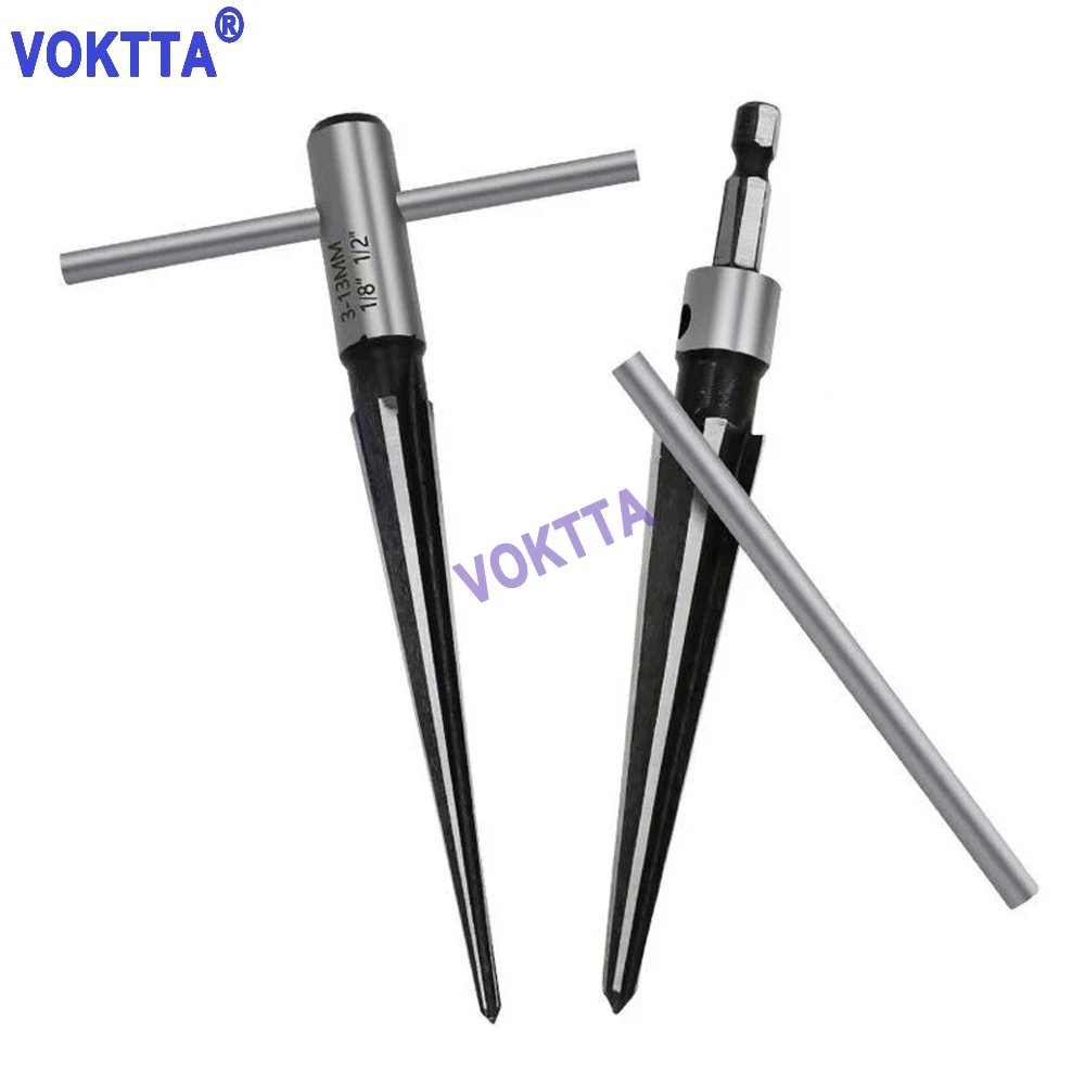 Woodworking Taper Reamer 3-12/5-15mm Round Shank Hexagonal Shank Taper Reamer Wood Board Electric Drill Hole Chamfering Cutting