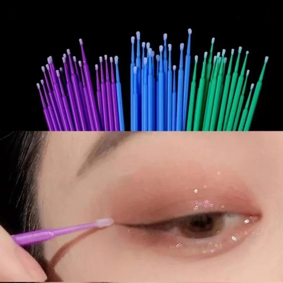 100pcs Fibre Eyeliner Pencil Brush Cotton Swab Lipstick Eyebrow Applicators Disposable Beauty Micro Brushes Beauty Makeup Tools