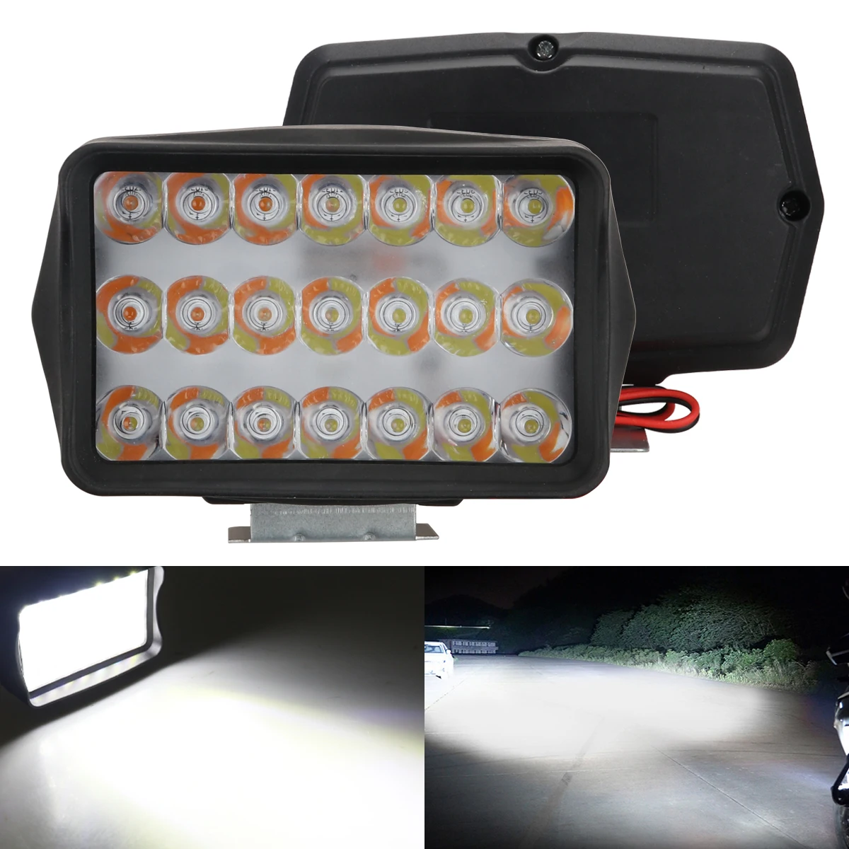 21LED Motorcycle Headlights LED Work Light ABS Waterproof Motorcycle Signal Lights Fog Lights Car Roof Work Lights With Bracket