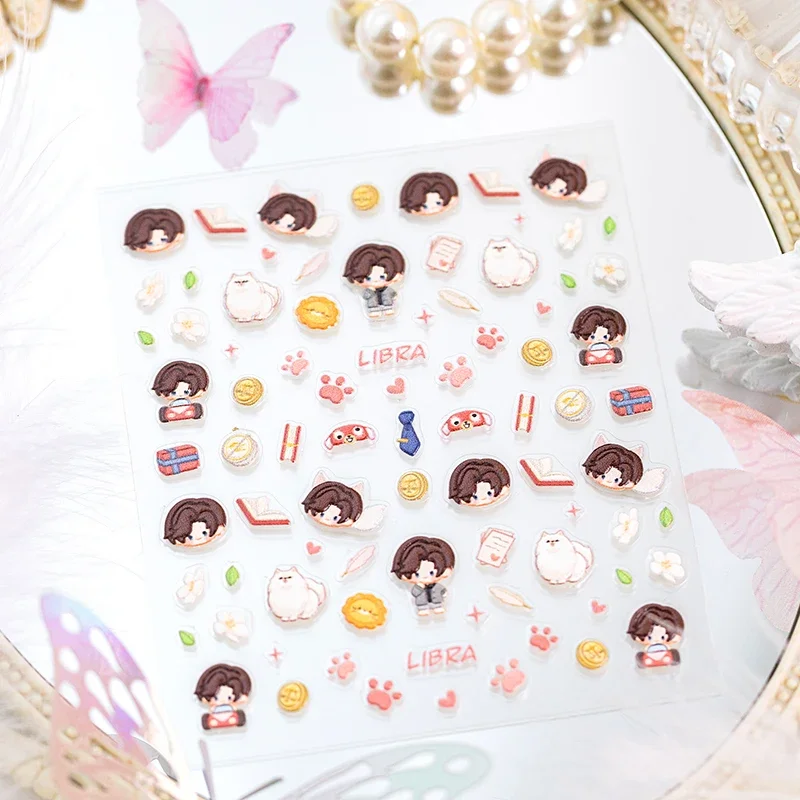 Tears of Themis Xia Yan Zuo Ran Chibi Big Head Cute Nail Stickers Otome Game Merchant Kawaii Dogs Footprint Nail Accessories