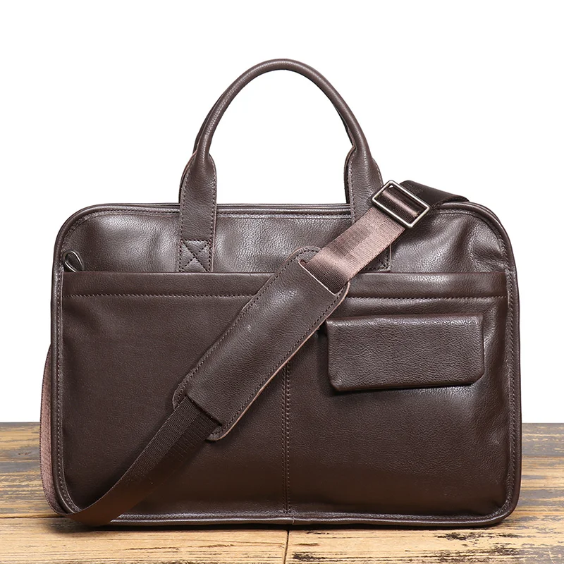 Lukir-Maleta Masculina Casual de Couro Genuíno, Bolsa de Viagem, Negócios, Arquivo, Computador, Escritório, Alto Grau, Luxo, Laptop, 16"