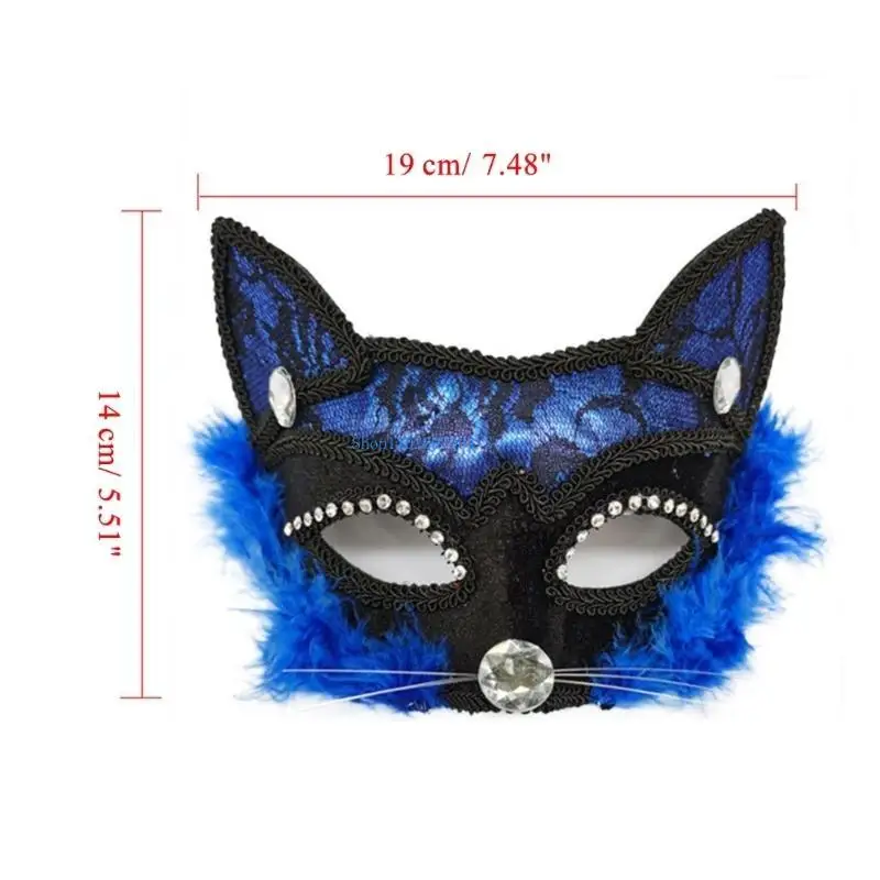 N7YF – masque en dentelle chat, masque mascarade en dentelle Sexy pour Halloween, masque renard pour soirée fête