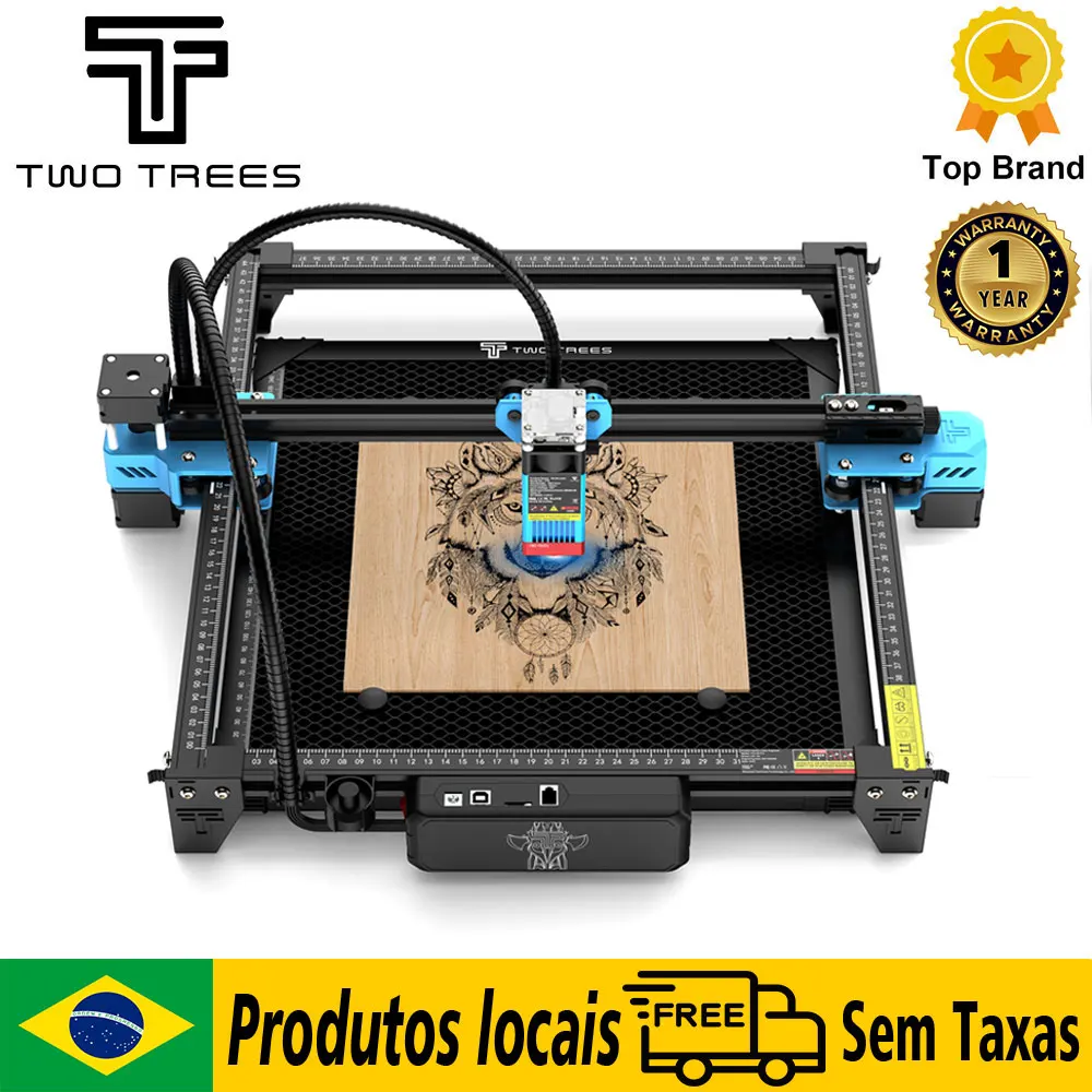 Twotrees TTS-55 Pro Gravador a laser com tela de toque Máquina de gravação a laser Adicionar display 40W Máquina CNC de luz azul