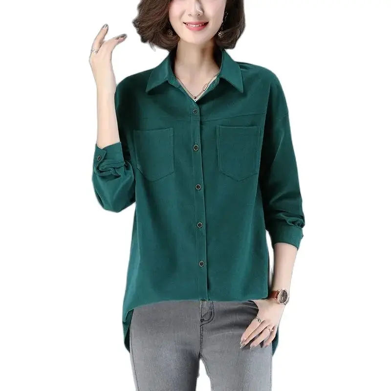 

Corduroy Women Blouses Shirts Womens Tops And Blouses 2023 Womenswear Long Sleeve Clothing Button Up Down Loose Casual Coat A