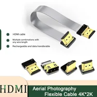 Ribbon FPV HDMI-Compatible Connector Flexible Flat Cable Raspberry Pi 4 Micro HDMI to HDMI/Mini HDMI Female 90 Degree FFC 20pin