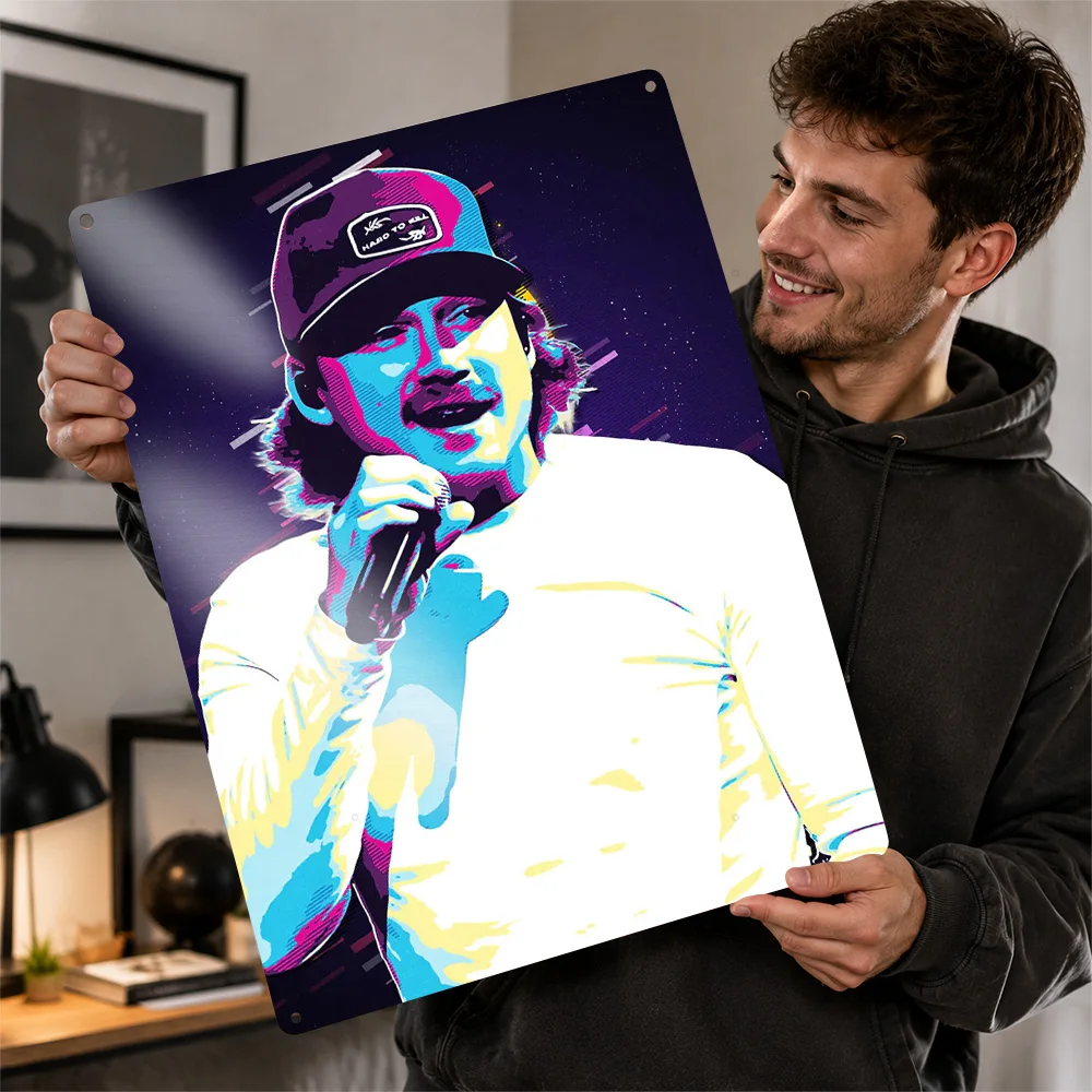 Morgan Wallen Pop Art Portrait 3D Texture Metal Poster Customized Wall Art Tin Sign Gift for Mancave Gaming Room Decoration Man