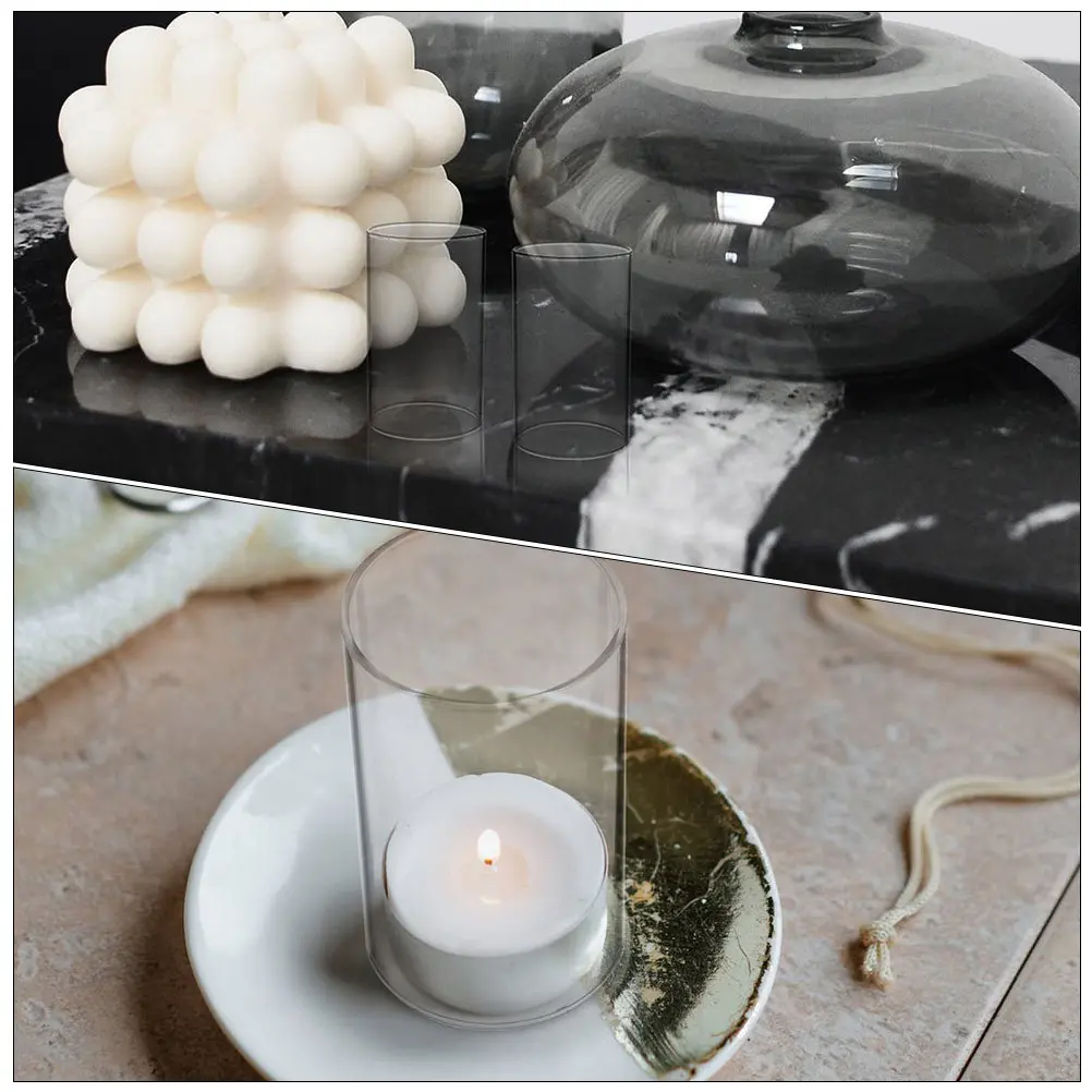 Picture 3: 4Pcs Glass Covers High Borosilicate Transparent Cylinder Candles Covers Windproof Dustproof Decorative Shades