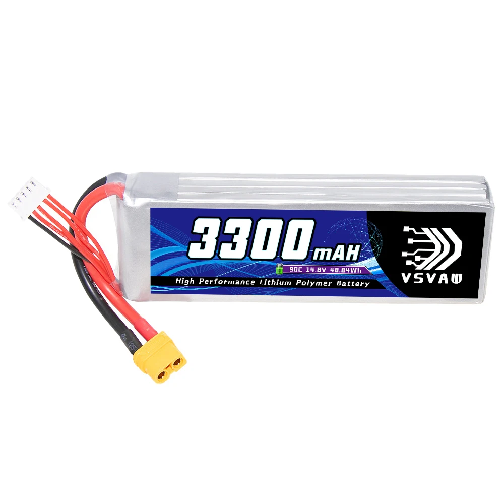 2Pcs VSVAW 14.8V 4S 3300mAh 90C/180C Lipo Battery Movie Shooting FPV Drone Helicopter Crossover RC Vehicle Lithium Battery