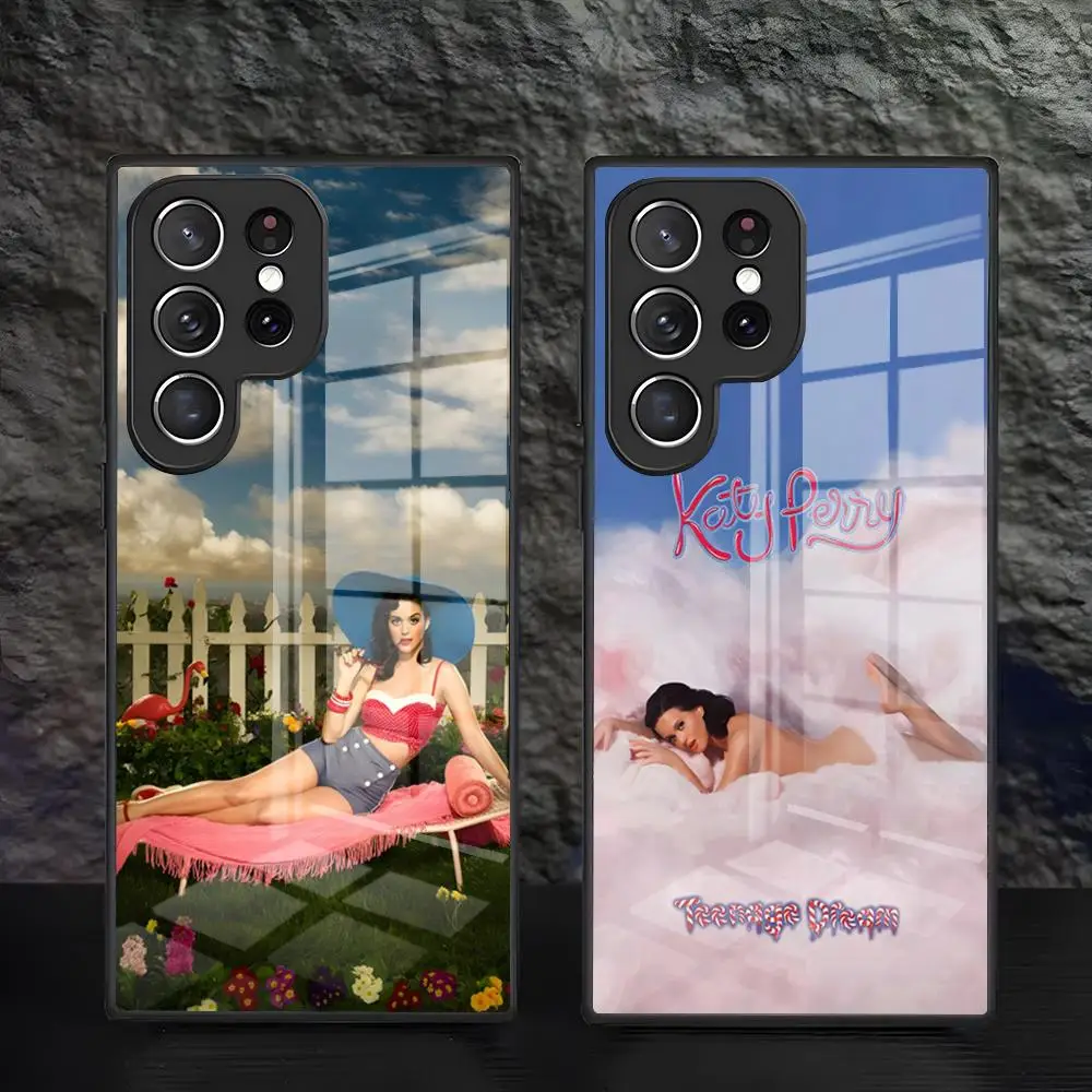 Singer K-Katy P-Perry Phone Case For Samsung S26 S25 S24 FE S23 S22 S21 Plus S20 Ultra Note20Ultra Black Glass Cover